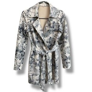 Solitaire For Anthropologie Trench Coat Size M Faux Suede Like Boho Belted